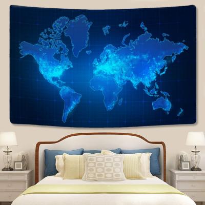 China 74X44 Inch Polyester Tapestry World Map Wall Blanket Simple Bright Tapestry Apartment 100% Home Decor for sale