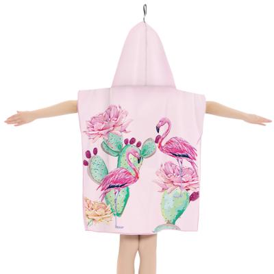 China QUICK DRY Animals Printed Towel With Hood For Kid Microfiber Kids Poncho Children Hooded Towel Beach For Swimsuit Cover Up for sale