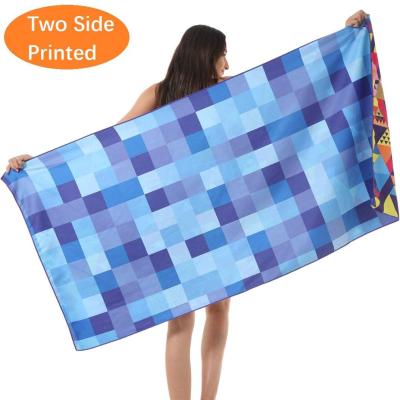 China Compressed Supplier Custom Printed Microfiber Towel Custom Size Beach Towel Double Size Microfiber Suede for sale