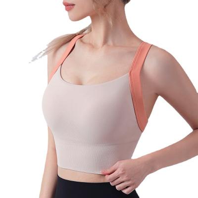 China Custom Breathable High Strength Sports Spandex Nylon Fitness Yoga Wear Lulu Fitness Yoga Vest Gym Workout Adjustable Strap WomenSports Bra for sale