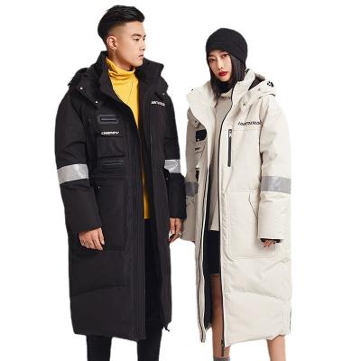 China Anti-wrinkle long over - knee down jacket for men and women couple thickening and fattening cold-proof winter 2022 youth plus size trend for sale