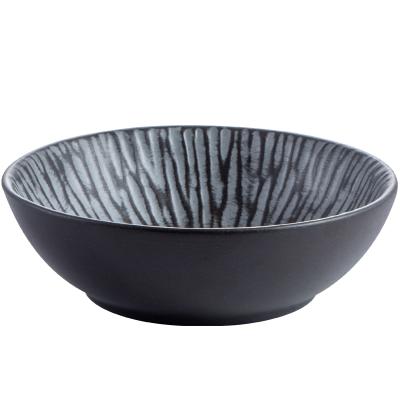 China Large Soup Bowl Stoneware Dessert Sustainable Serving Bowl Matte Black Salad Bowl For Restaurant And Hotel Tableware for sale