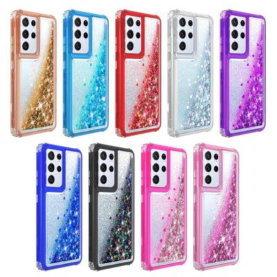 China AoYiYa Color Changing Quicksand Bling Glitter Clear Shockproof Mobile Phone Shell Case Cover For Samsung Galaxy S21Plus S21Ultra 5G S21FE for sale