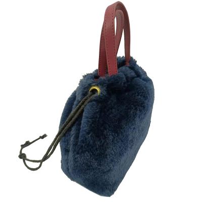 China Other Custom Brand Beautiful Fake Fur Blue Portable Autumn Handbags For Girls for sale