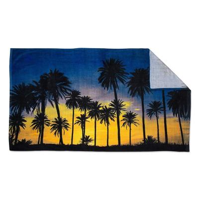 China Compressed Sunset Design Printed Velvet Beach Towels for sale