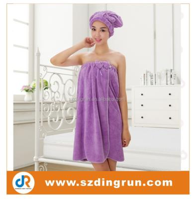 China Compressed Sexy 100% Cotton Women Bath Towel Dress Girls Bath Wrap With Hair Drying Towel for sale