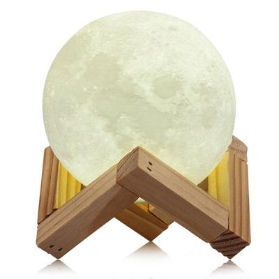 China Modern Hot Selling Colors Changing ABS 3d Printing Moon Table Lamp for sale