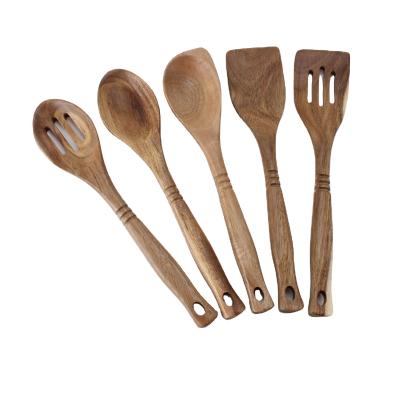 China Hot sale kitchenware kitchen accessories wooden handle viable luxury cookware wooden tableware set for sale