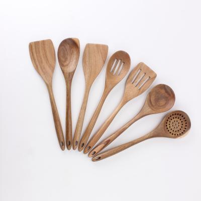 China 7 Piece Sustainable Cooking Set Kitchenware Wooden Kitchen Accessories Food Grade Nonstick Cookware for sale