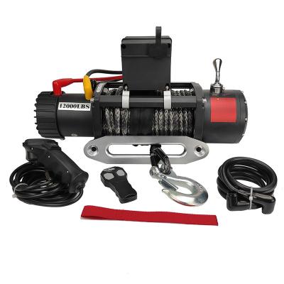 China Durable 12V 12000lbs Electric Winch with Synthetic Rope for Recovery for sale