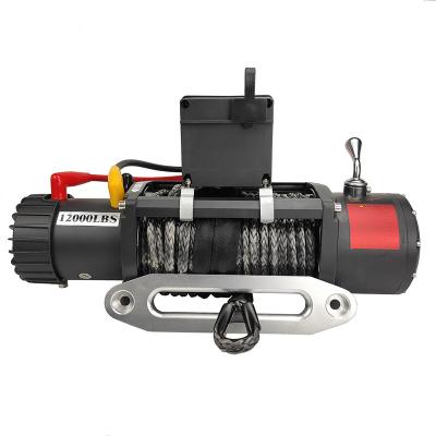 China Hando 12000lbs AUTOMATIC electric winch 12v/24v with synthetic rope for recovery for sale