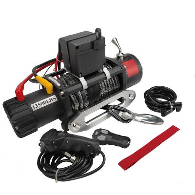 China Durable 13500lbs 12V 24V 4WD Off Road 4x4 Electric Winch With Synthetic Rope for sale