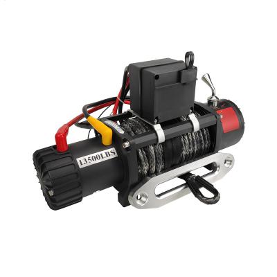 China Durable HANDO electric winch with synthetic rope 13500lbs 12V/24v for recovery for sale