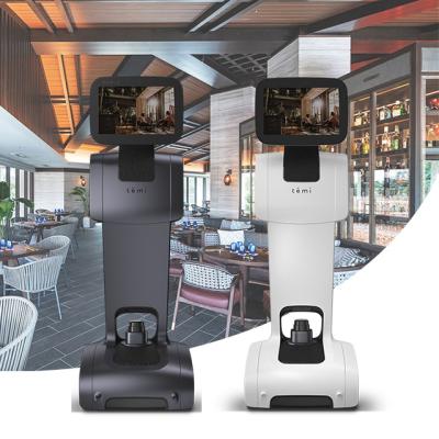 China Human-computer interaction and food reception intelligence commercial telepresence hospitality hotel service AI Temi record mobile robot for sale