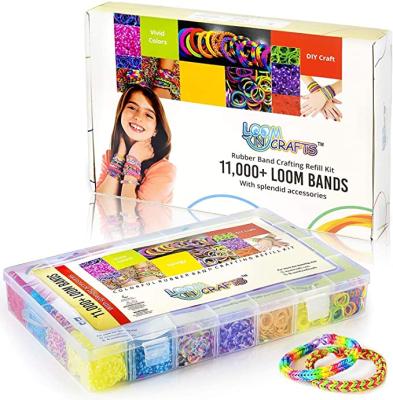 China Colorful Stability 11000+ Loom Bands Set And Premium Elastic Bands For Bracelet Making DIY Kit Band Bracelet Mega Kit Girls Refill for sale