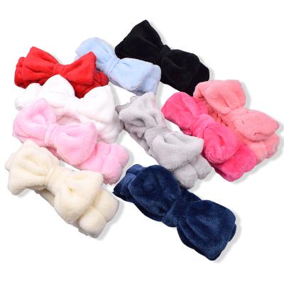 China Stability Factory Price Women Bow Flannel Headband Hair Bands For Face Wash for sale