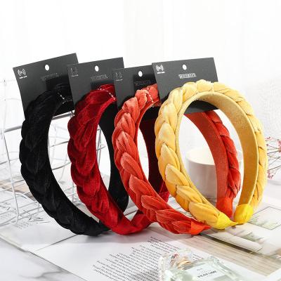 China Factory Wholesale Korean Flannel Headband Women's Creative Gold Twist Braid Headband for sale