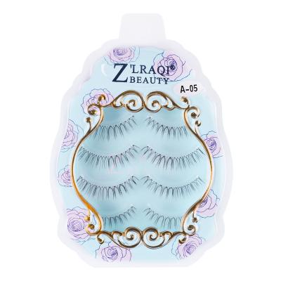 China Stability Factory Wholesale New Transparent Rod Edged 4 Pairs Japanese Natural Handmade Nude Makeup False Eyelashes for sale