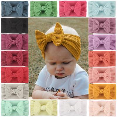 China Children soft texture does not irritate jacquard head keep skin warm nylon bowknot headband.baby hair accessories for sale