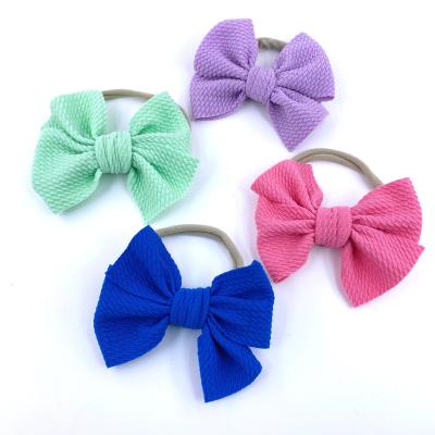 China European and American simple three-dimensional children's bow headdress soft elastic nylon headband for sale