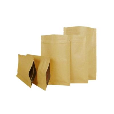 China Food Wrapping Paper Ziplock Bags Biodegradable Stand Up Zipper Bag Snack Coffee Bean Brown Gift Wrapping Bag for sale