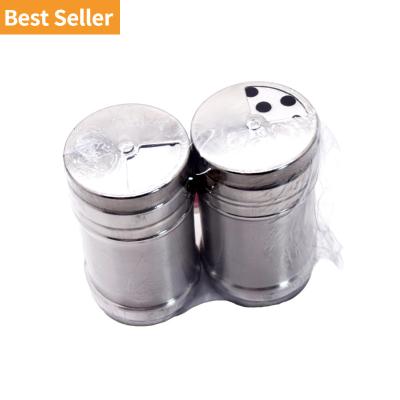 China Simple Empty Set 2pcs Food Grade Silver Stainless Steel Spice Containers Spice Jar for sale