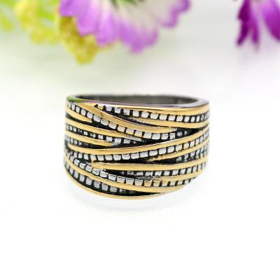 China Vintage Hot Selling Vintage Europe Ladies Jewelry Two-color Unisex 316L Stainless Steel David Style Twist Rope Ring for sale