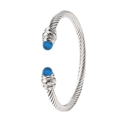 China CLASSIC 2022 Wholesale Open Steel Wire Rope Stainless Steel Jewelry Twisted Cuff Bracelet For Mom Wife Girls for sale