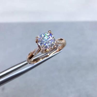 China TRENDY D Color Moissanite Sterling Silver 18K Rose Gold White Gold Six Claw Wedding Diamond Ring For Women for sale