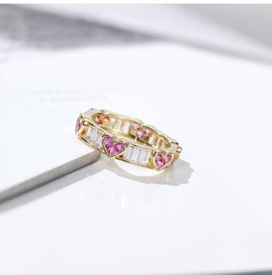 China Other Fashion Wreath Peach Heart Ring Zircon Delicate Purple Heart Ring Jewelry Heart Love Shape Full Zircon Pink Ring Jewelry for sale