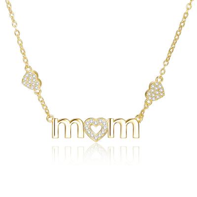 China TRENDY wholesales Mother's Day Gifts Women Jewelry Heart Shaped Love Mom Cubic Zirconia Pendant Necklaces for sale