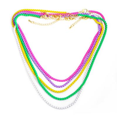 China Vintage 18K Gold Plated Personality Bohemia Style Candy Colors Necklace Collarbone Chain Bare Chain for sale