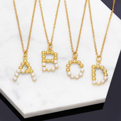 China TRENDY Latest Models Of Gold Pendant Mother Of Fresh Water Pearls Big Bubble Personalized 26 Letter H Necklace For Women for sale