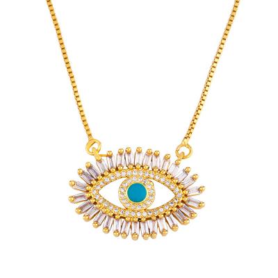 China Vintage 2022 New Design 18k Real Gold Plated Crystal Rhinestone Cz Demon's Devil Eye Brass Choker Pendant Necklace Girl for sale