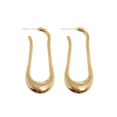 China Vintage High Quality Alloy Gold Plating Dangle Earring Minimalist Hypoallergenic U-shaped Waterproof Jewelry Gifts for sale