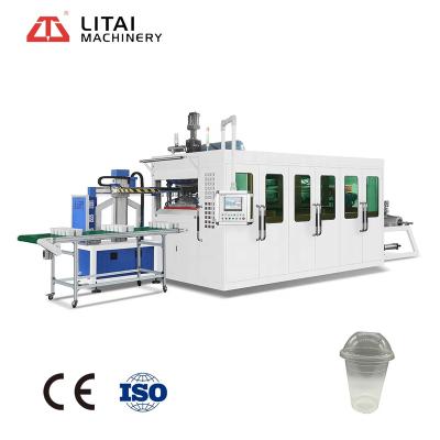 China Factory LITAI Brand Thermoforming Automatic Plastic PVC Cup Lid Making Machine for sale