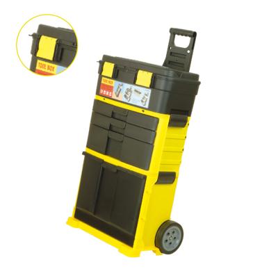 China Stronger Mechanic Plastic Portable Interlocking Trolley Tool Box with Wheels for sale