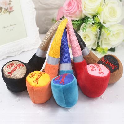 China Viable Dog Toys Stuffed Toy Squeaking Squeaky Squeaker Sound Pipe Shape Plush Dog Chew For Little Puppies for sale