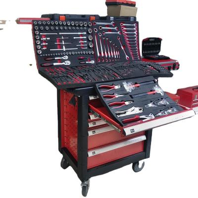 China Assembled Garage Tool Organizer Rolling Tool Cart 7 Drawers Workshop Storage Cart Cabinet Red for sale