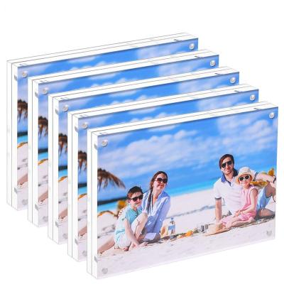 China Eco-friendly Durable Clear Acrylic Double Photo Frame Acrylic Magnetic Photo Block Frame A5 Frame for sale