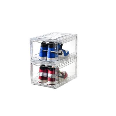 China Sustainable Stackable Clear Plastic Shoe Storage Containers for sale