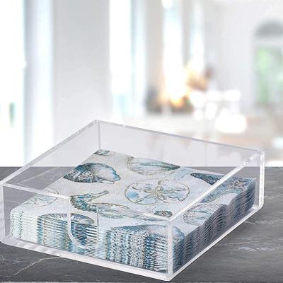 China Wholesale Custom Viable Modern Simple Generous Square Acrylic Tissue Box Salon Factory Transparent Towel Box for sale