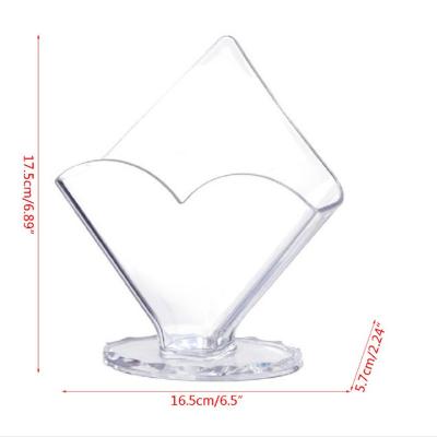 China New Design Diamond Shape Clear Plastic Acrylic Table Cloth Holder Acrylic Standing Napkin Holders for sale