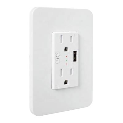 China 220v USA Wall Socket Wifi Mobile Remote Control Smart Wall Socket With Switch Smart Plug for sale