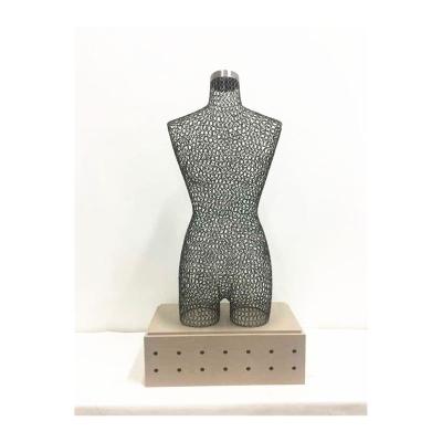 China New Design Customized Black Wire Checkeboard Mannequin Woman Iron Dress Dummy Female Torso Display Mannequin for sale