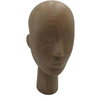 China Hot Selling Eco-Freindly Luxury Mannequin Wig Stand Display Stand Wooden Head Shape Custom Color For Wig Cap Scarf Hair Display for sale