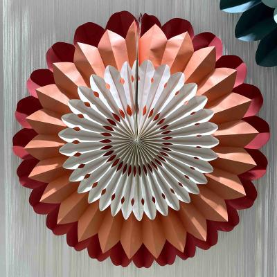 China Beautiful Wedding New Year Decoration Window Hollow-out Aluminum Foil Paper Flower Fan Colorful Birthday Party Supplies for sale