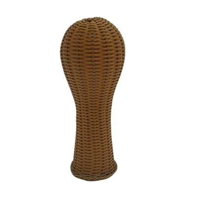 China Cheap India Woman Handmade Rattan Covered Mannequin Stand Female Head Customized Handwork For Wig Display Hat Display for sale