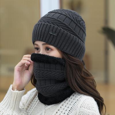 China 2021 Breathable Best Selling Ski Beanie Knitted Women Winter Hat With Scarf for sale