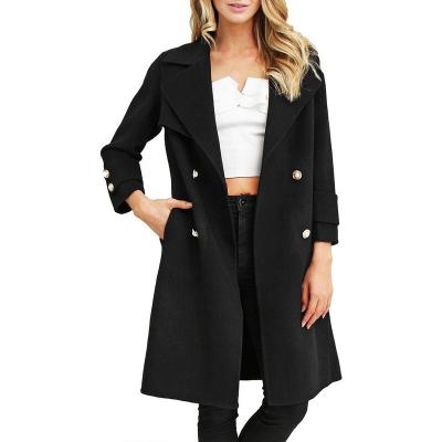 China Fashion Breathable Winter Outwear Women's Clothing Cross-Breasted Long Wide Lapel European Ditch Coat for sale